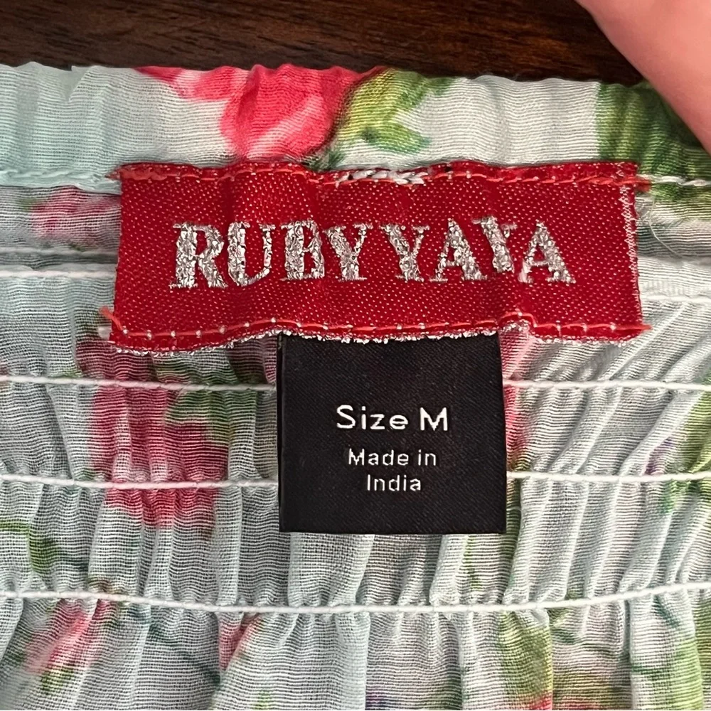 Ruby Yaya Floral Boho Off Shoulder Peasant Blouse Size M Festival Gypsy Top